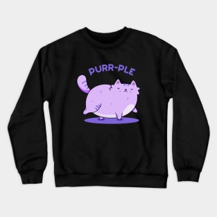 Purrrple Cute Chubby Purple Kitty Cat Pun Crewneck Sweatshirt